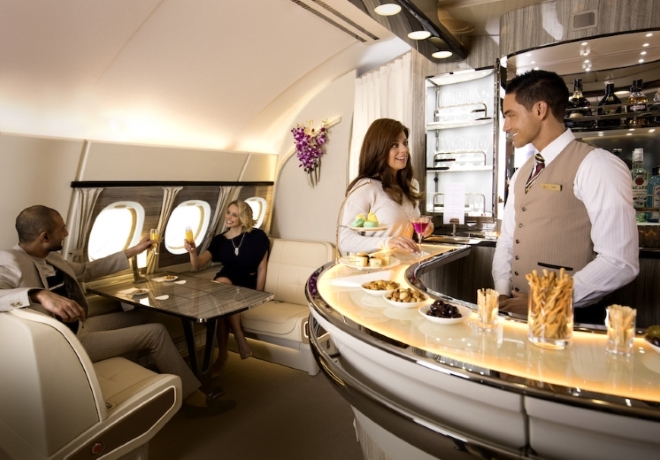 Emirates Airlines new onboard lounge in First Class